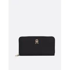 TOMMY HILFIGER - Billetera Monogram Con Cremallera Negro