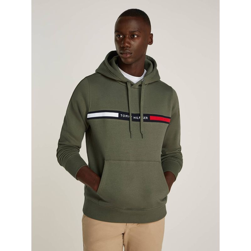 TOMMY HILFIGER - Polerón Hoodie Chest Logo Verde Tommy Hilfiger