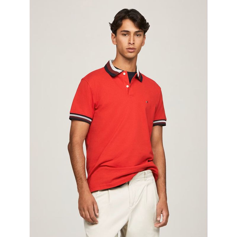 TOMMY HILFIGER - Polo Two Tone Con Logo Regular Fit Rojo Tommy Hilfiger
