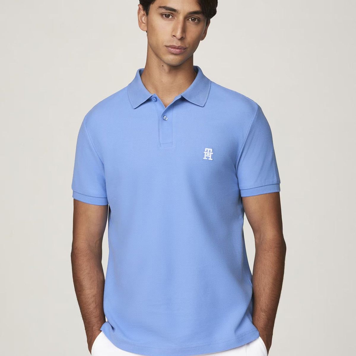 TOMMY HILFIGER - Polo Con Logo De Monogram Celeste Tommy Hilfiger