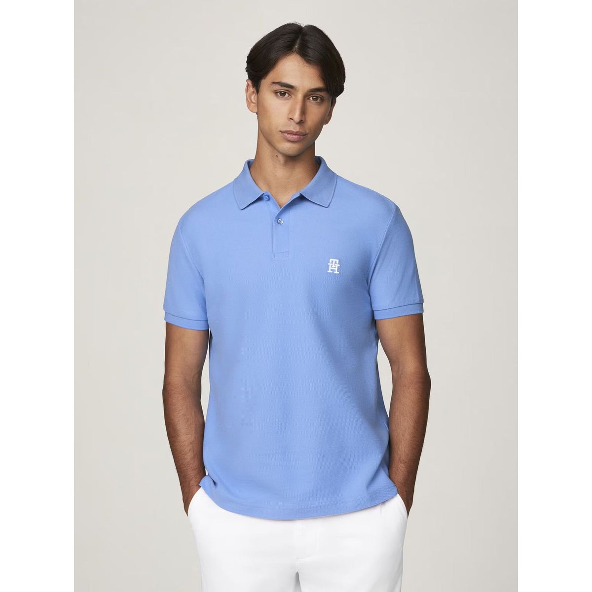 TOMMY HILFIGER - Polo Con Logo De Monogram Celeste Tommy Hilfiger