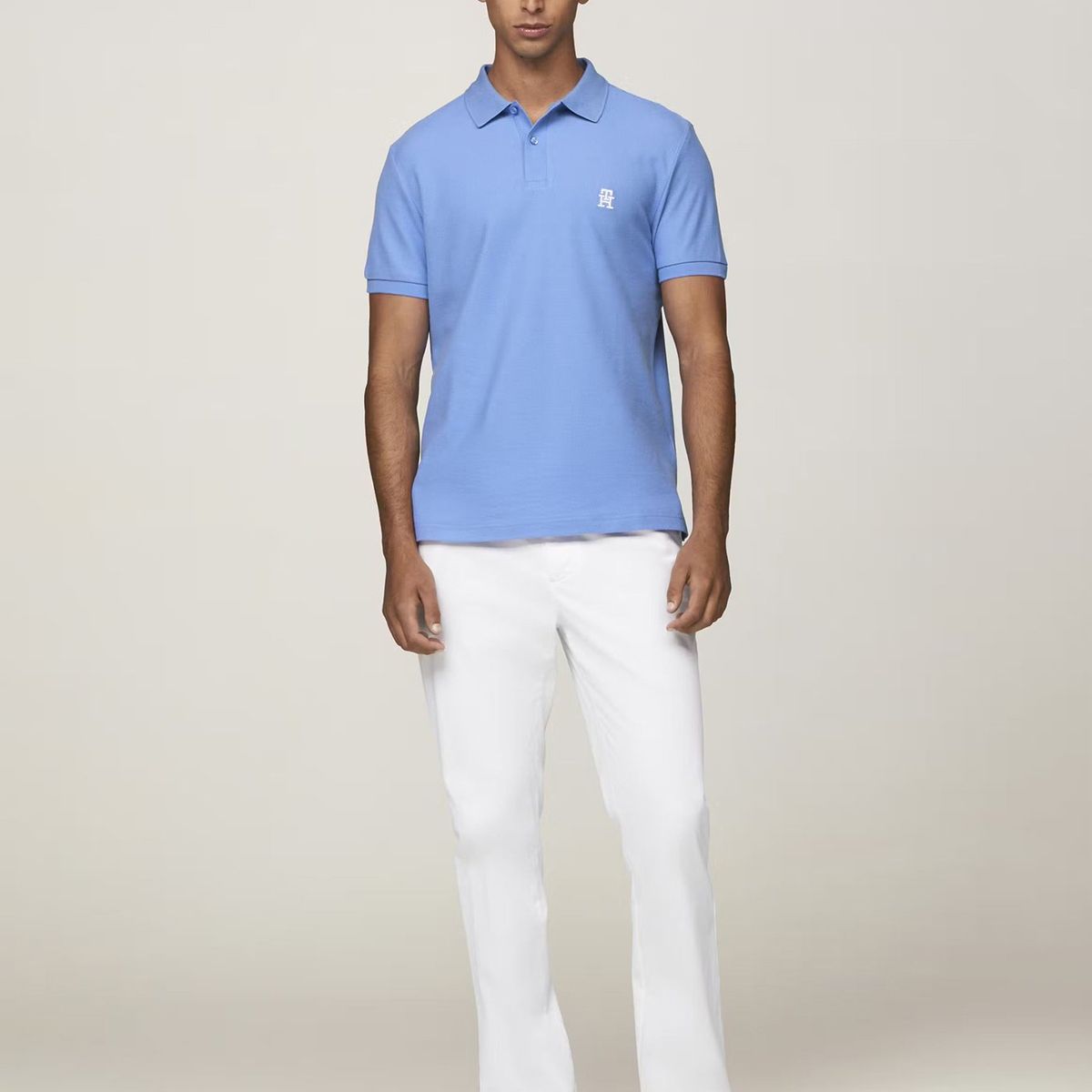 TOMMY HILFIGER - Polo Con Logo De Monogram Celeste Tommy Hilfiger