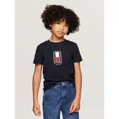 TOMMY HILFIGER - Polera Con Logo De Bandera Bordado Azul