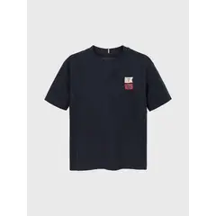 TOMMY HILFIGER - Polera Con Logo Bordado Azul