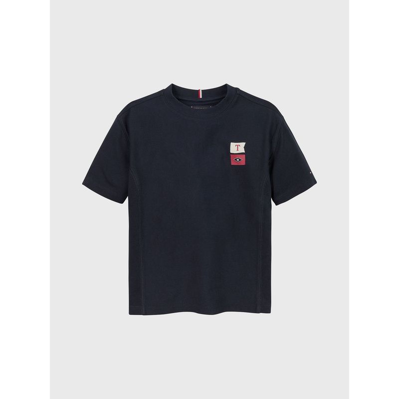 TOMMY HILFIGER - Polera Con Logo Bordado Azul Tommy Hilfiger