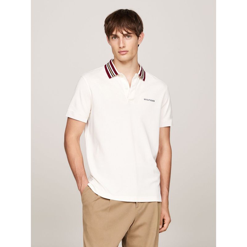 TOMMY HILFIGER - Polo Con Cuello A Contraste Regular Fit Blanco Tommy Hilfiger
