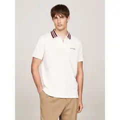 TOMMY HILFIGER - Polo Con Cuello A Contraste Regular Fit Blanco