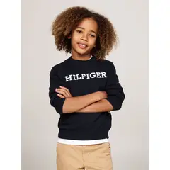TOMMY HILFIGER - Sweater Con Logo Monotype Azul