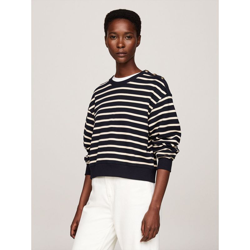 TOMMY HILFIGER - Polerón Con Botones Con Escudo Negro Tommy Hilfiger