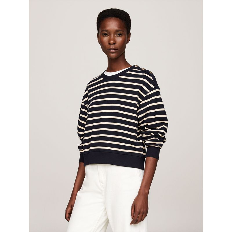 TOMMY HILFIGER - Polerón Con Botones Con Escudo Negro Tommy Hilfiger