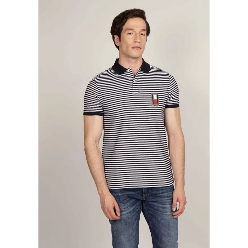 TOMMY HILFIGER - Polo De Corte Regular Con Logo Vertical Multicolor Tommy Hilfiger