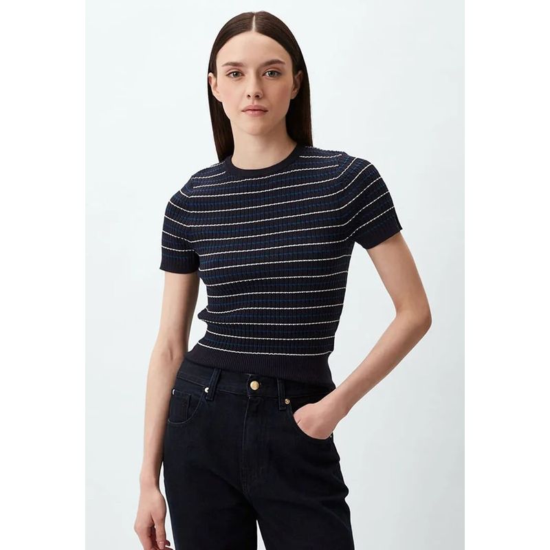 TOMMY HILFIGER - Sweater Diseño A Rayas Slim Fit Azul Tommy Hilfiger