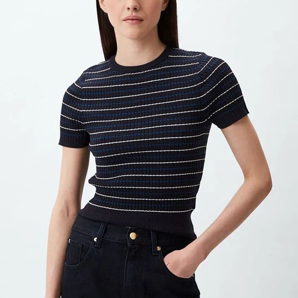 TOMMY HILFIGER - Sweater Diseño A Rayas Slim Fit Azul Tommy Hilfiger