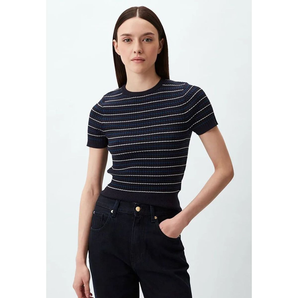 TOMMY HILFIGER - Sweater Diseño A Rayas Slim Fit Azul Tommy Hilfiger