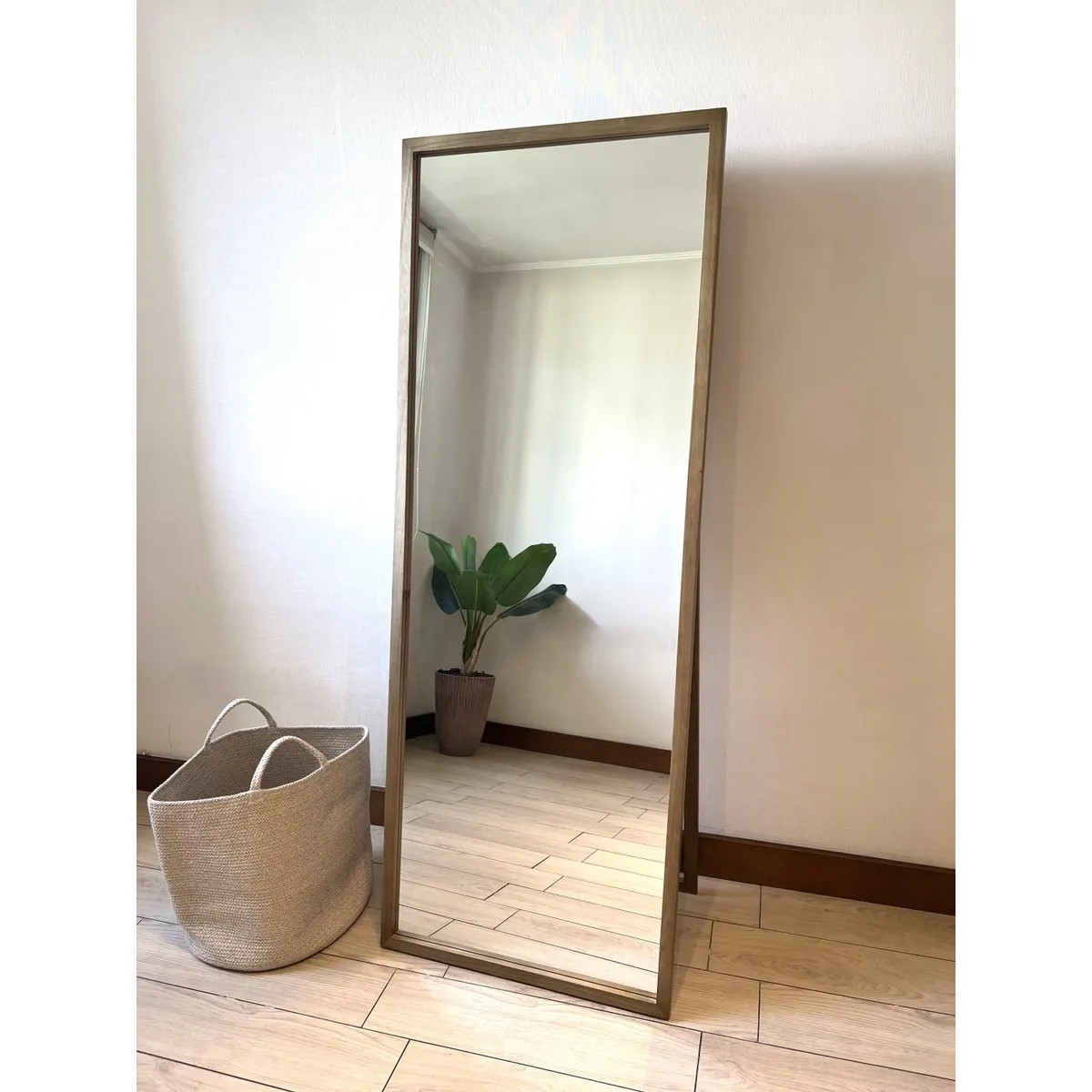 GENERICO - Espejo Madera Rectangular 60x160 cm De Piso Mykonos