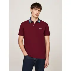 TOMMY HILFIGER - Polo Con Cuello A Contraste Regular Fit Burdeo