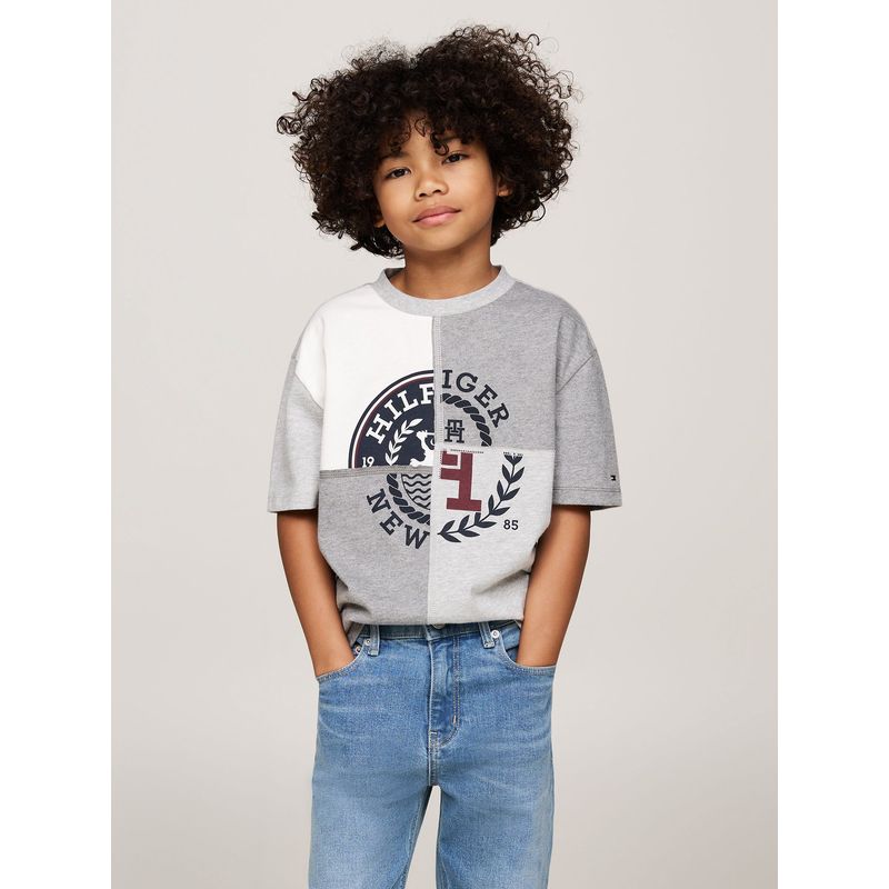 TOMMY HILFIGER - Polera Monotype Print Logo Gris Tommy Hilfiger