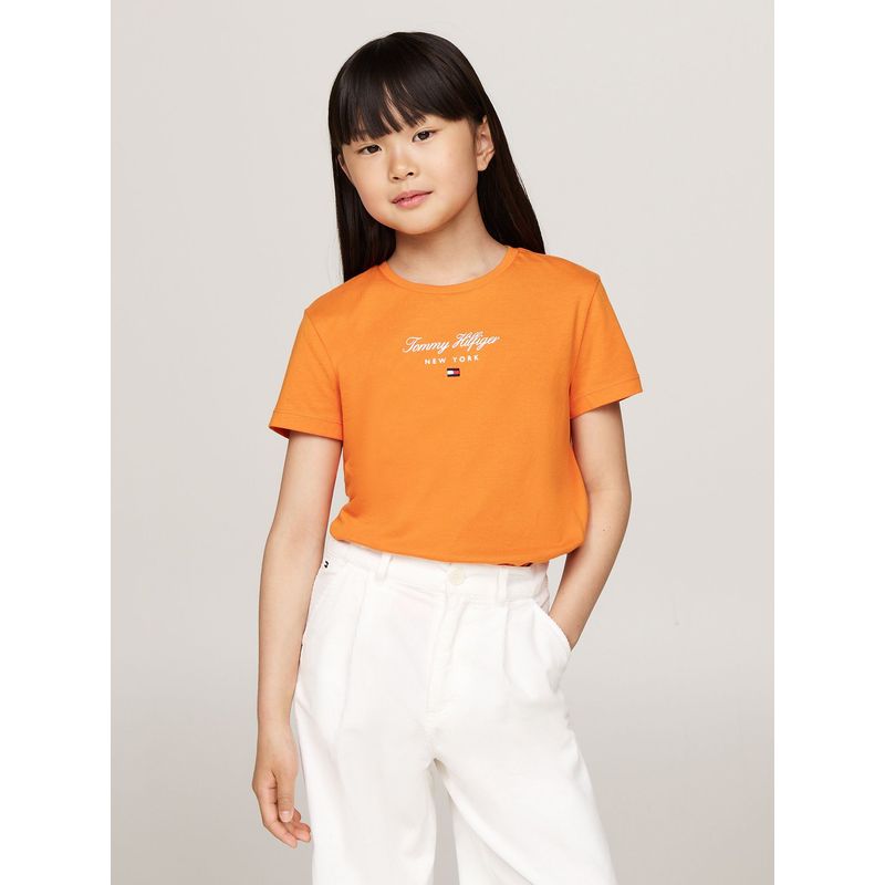 TOMMY HILFIGER - Polera De Niña Con Logo Nyc Naranjo Tommy Hilfiger_.