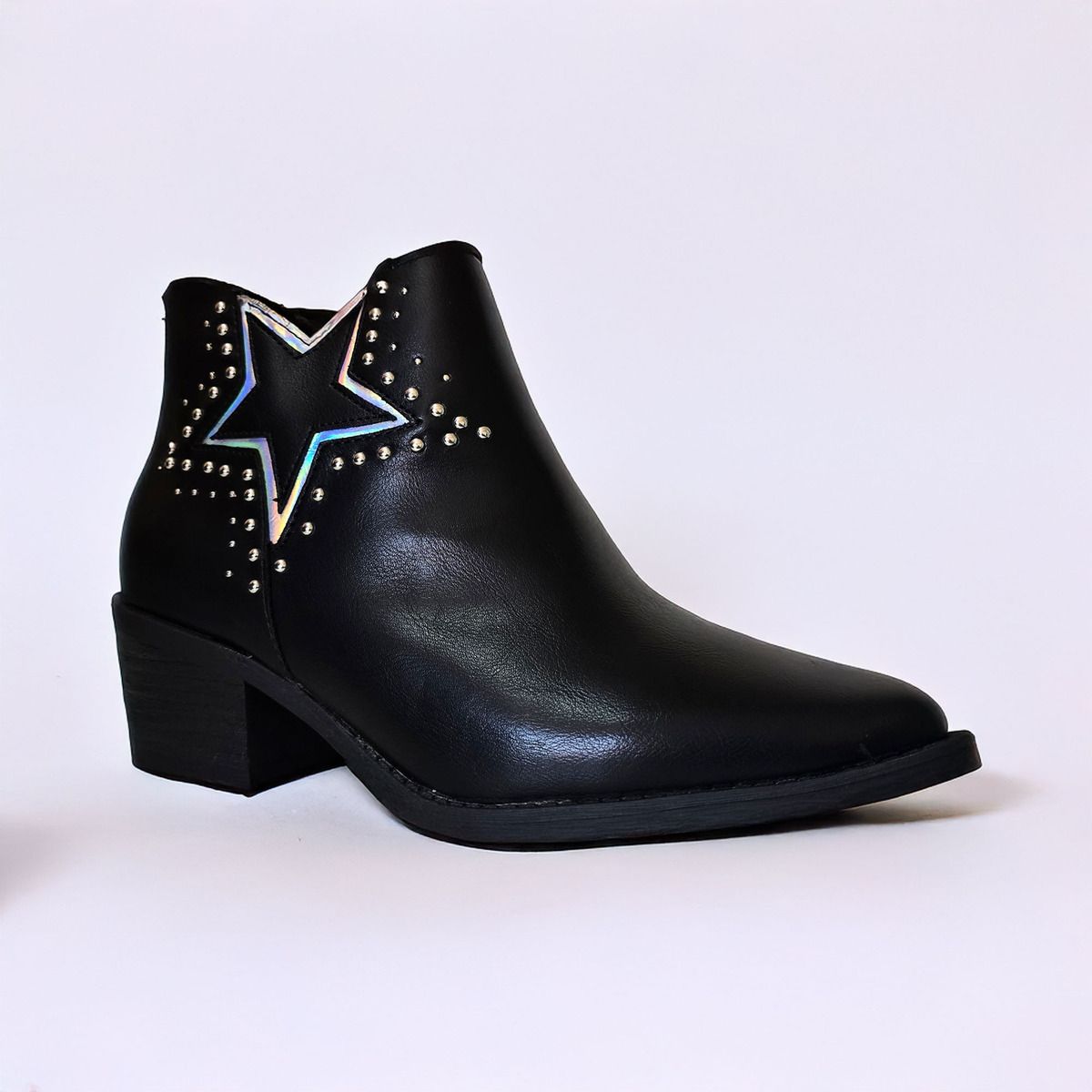 PAND G - Botin Tachas Modelo Estrella Tendencia 35 al 40 Negro -7670