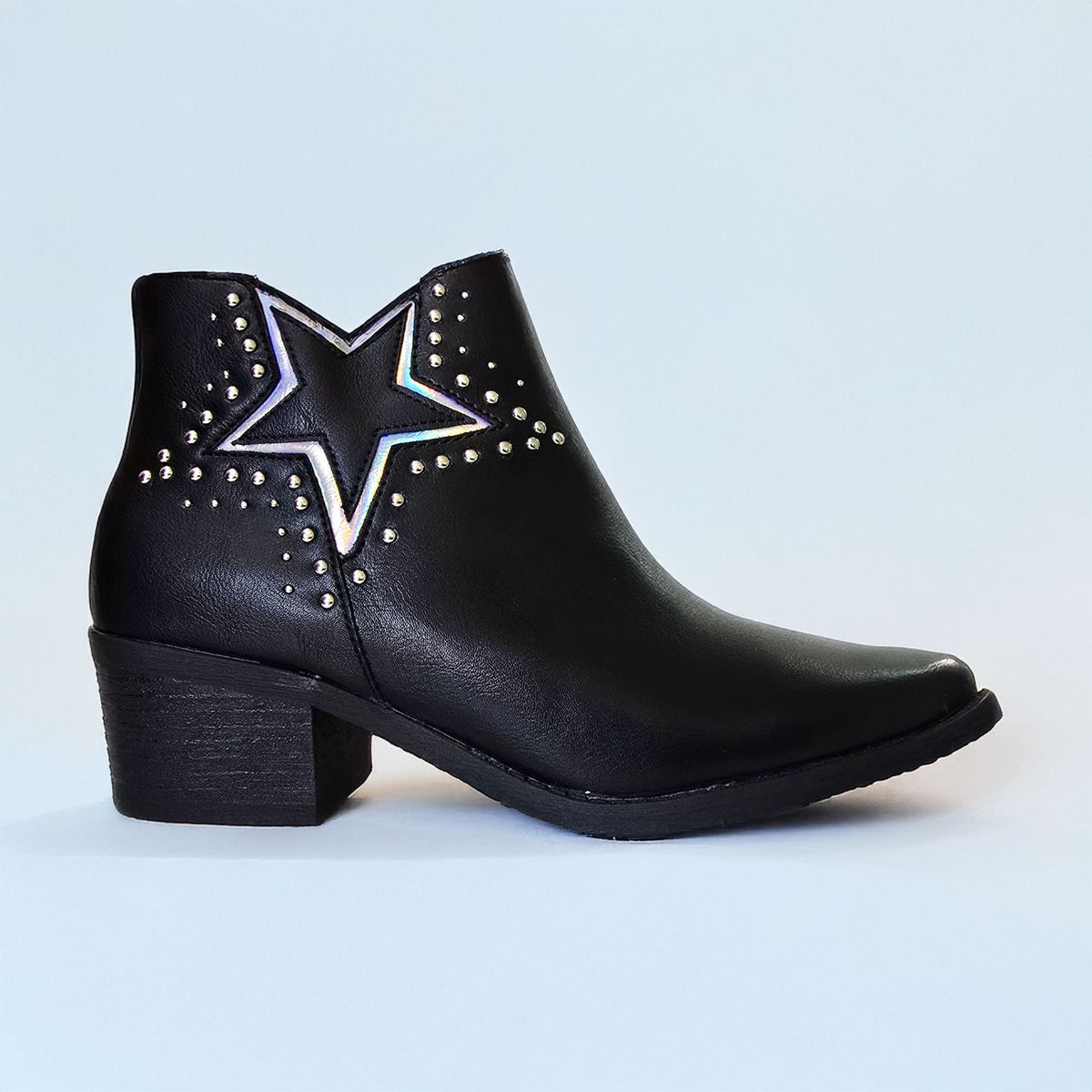 PAND G - Botin Tachas Modelo Estrella Tendencia 35 al 40 Negro -7670