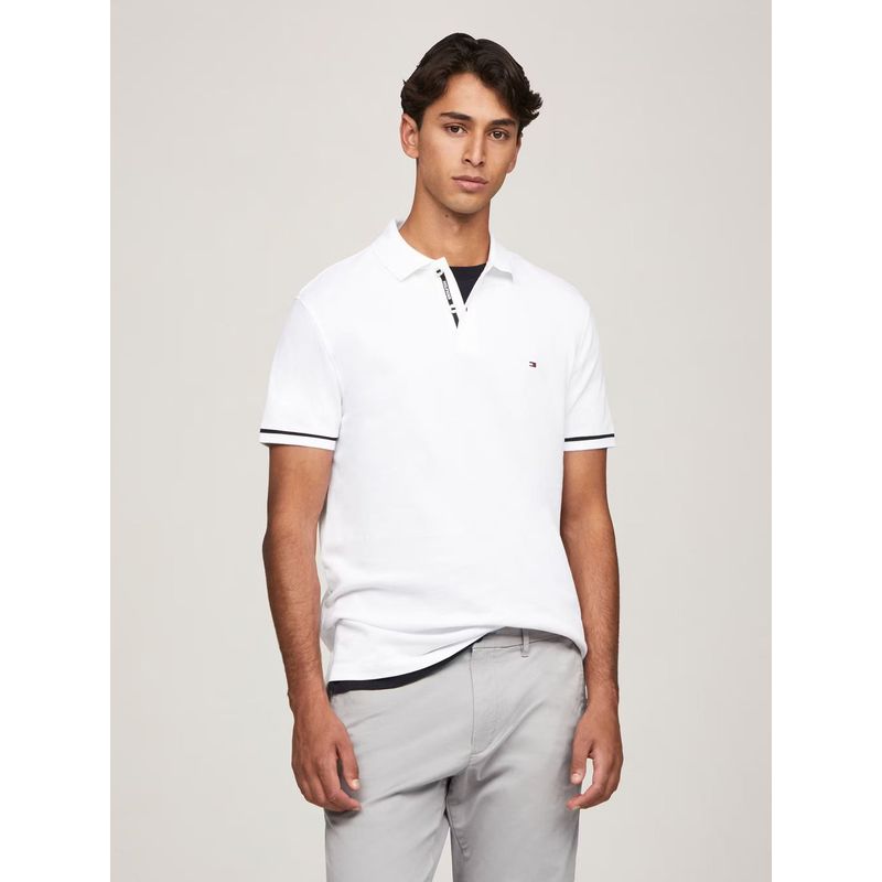 TOMMY HILFIGER - Polo Under Placket Regular Fit Blanco Tommy Hilfiger_.