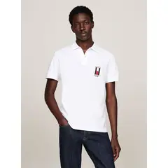 TOMMY HILFIGER - Polo De Corte Regular Con Logo Vertical Blanco