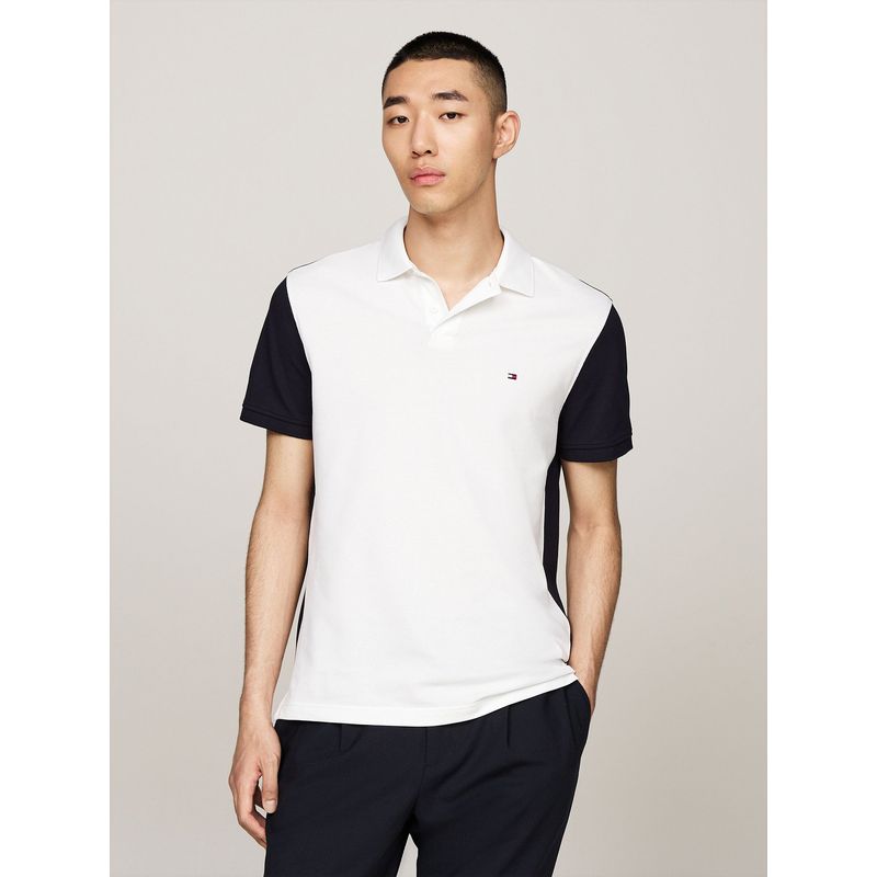TOMMY HILFIGER - Polo Con Diseño Color Block Regular Fit Blanco Tommy Hilfiger_.