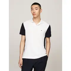 TOMMY HILFIGER - Polo Con Diseño Color Block Regular Fit Blanco Tommy Hilfiger_.