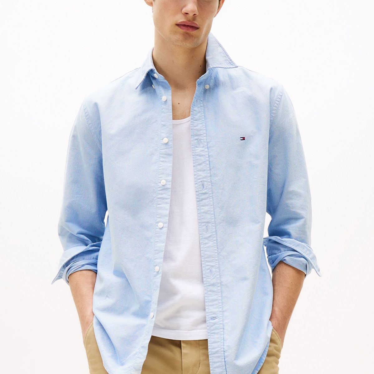 TOMMY HILFIGER - Camisa Oxford Heritage Regular Fit Celeste Tommy Hilfiger