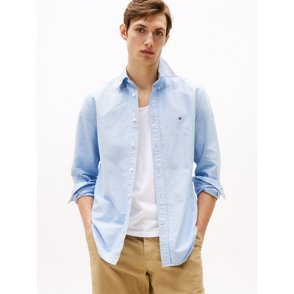 TOMMY HILFIGER - Camisa Oxford Heritage Regular Fit Celeste Tommy Hilfiger