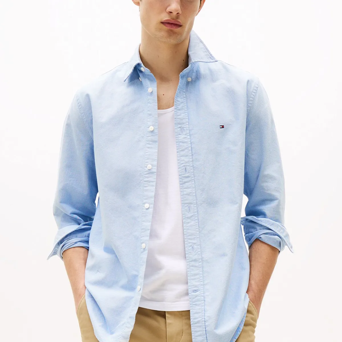 TOMMY HILFIGER - Camisa Oxford Heritage Regular Fit Celeste Tommy Hilfiger