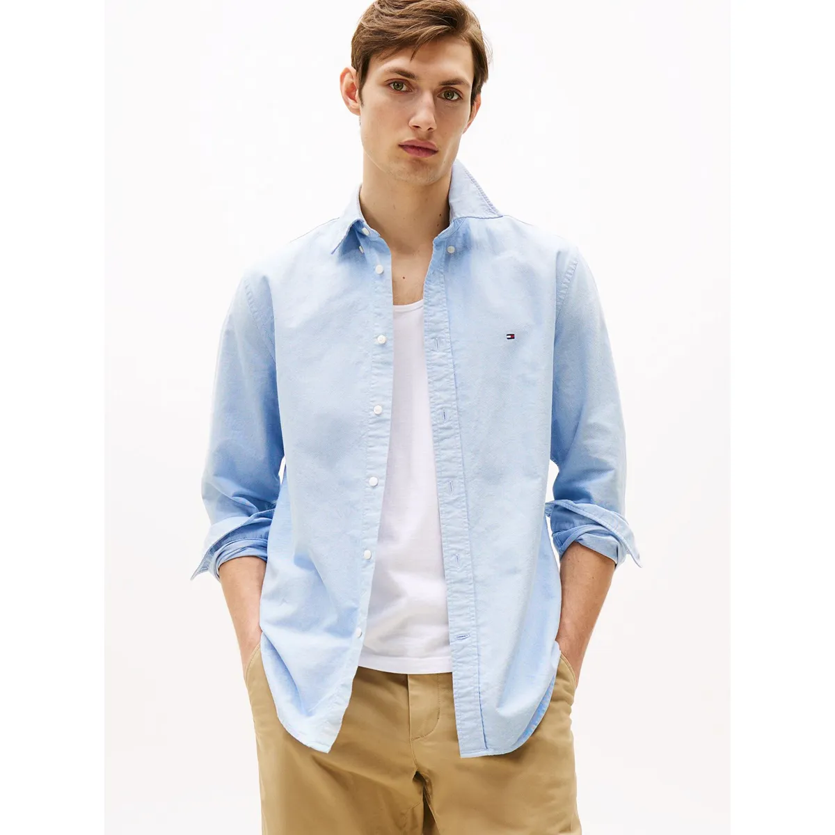 TOMMY HILFIGER - Camisa Oxford Heritage Regular Fit Celeste Tommy Hilfiger