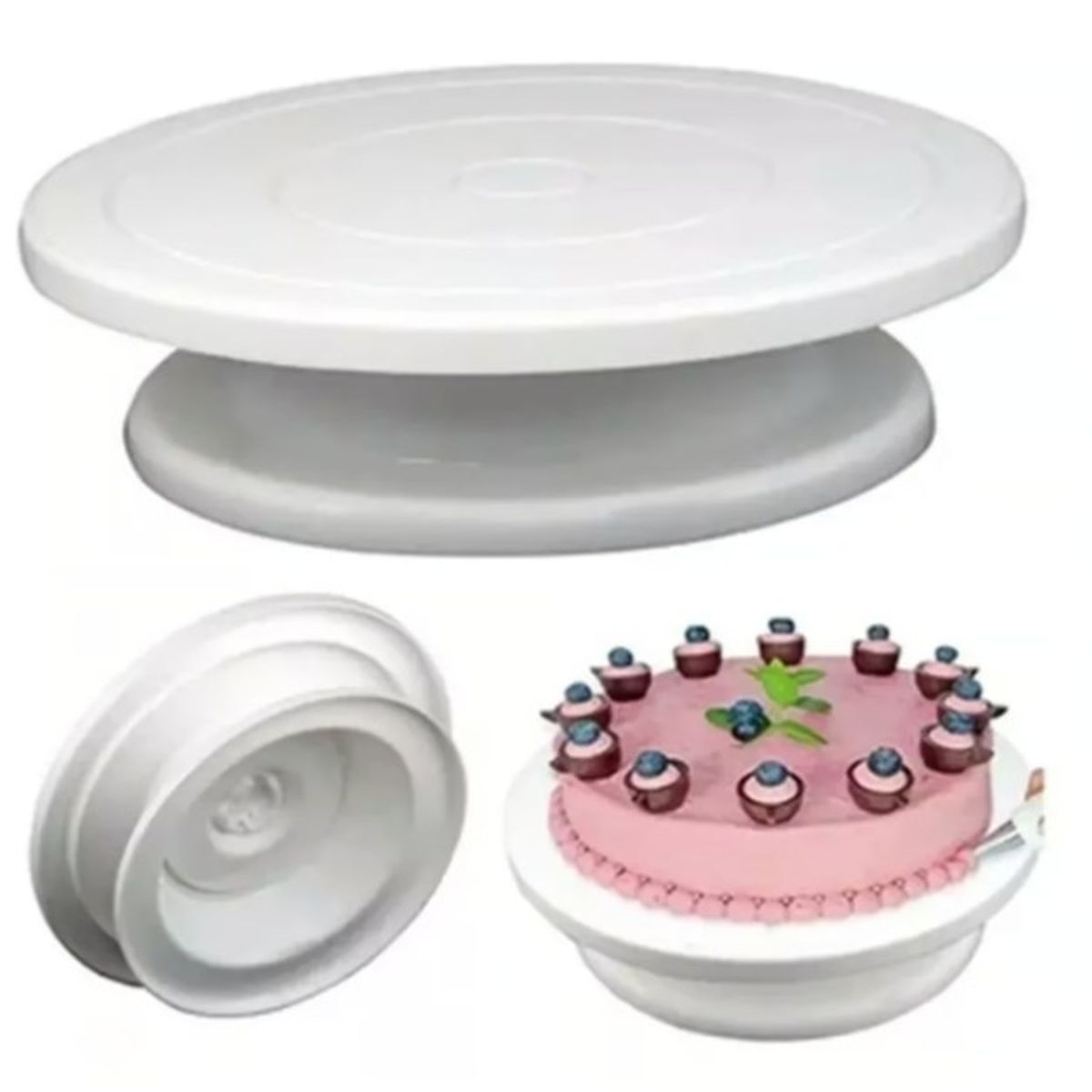GENERICO - Plato Base Giratoria Para Diseñar Torta 32 Cm De Diametro Color Blanco