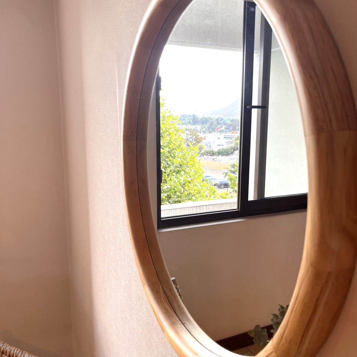 GENERICO - Espejo Madera Redondo 60x60 cm de Pared Lamai