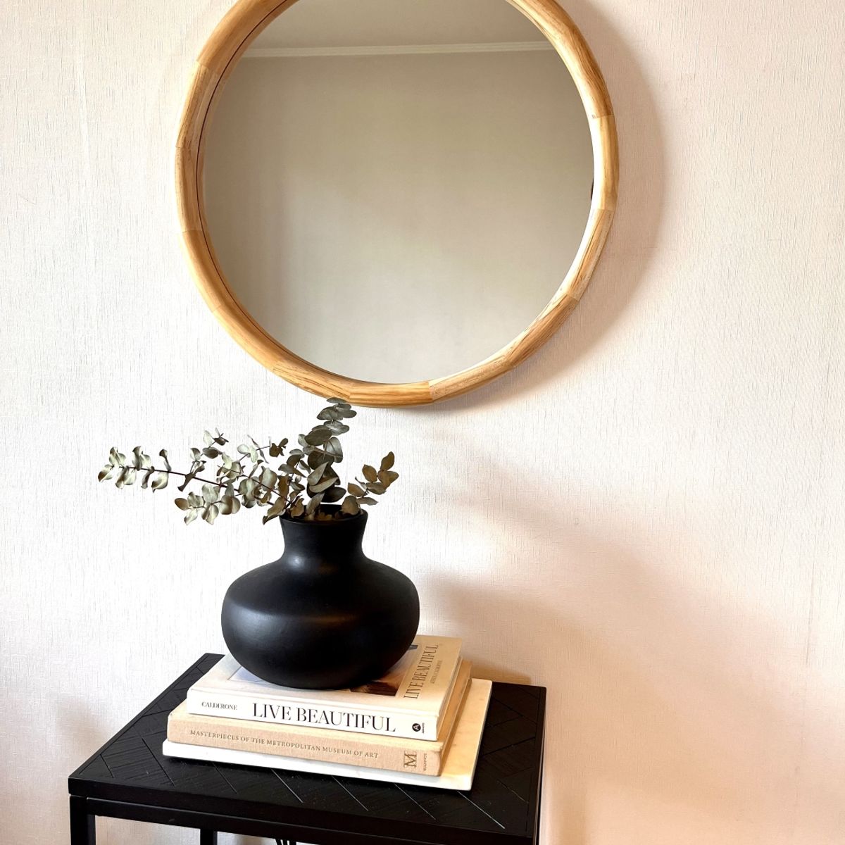 GENERICO - Espejo Madera Redondo 60x60 cm de Pared Lamai