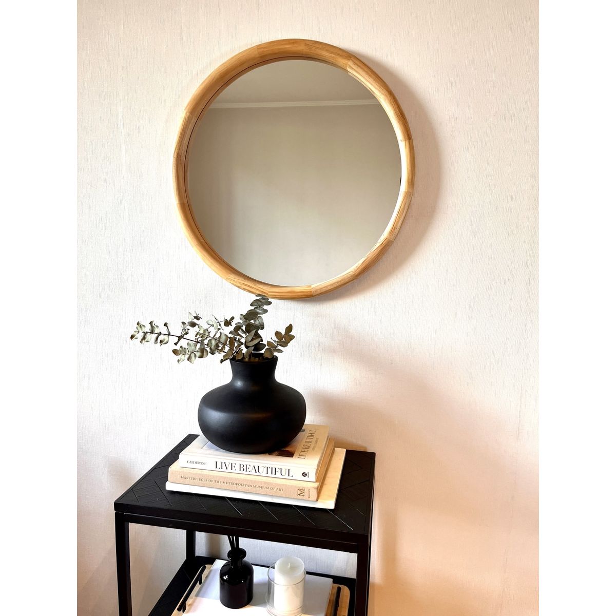 GENERICO - Espejo Madera Redondo 60x60 cm de Pared Lamai