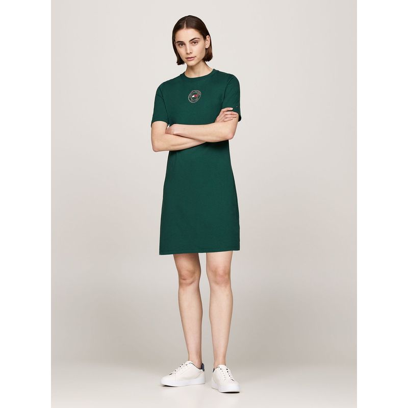 TOMMY HILFIGER - Vestido Logo Nautico Regular Fit Verde Tommy Hilfiger.-