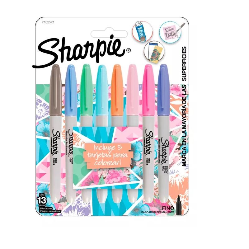 SHARPIE - Set 8 Marcadores Punta Fina Sharpie Color Pastel