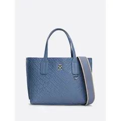 TOMMY HILFIGER - Tote Con Monogramas En Relieve Celeste