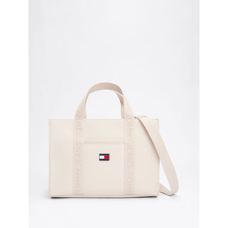 TOMMY HILFIGER - Tote Essential Con Inscripción Beige Tommy Jeans