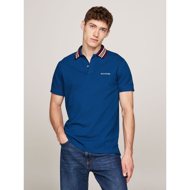 TOMMY HILFIGER - Polo Con Cuello A Contraste Regular Fit Azul Tommy Hilfiger