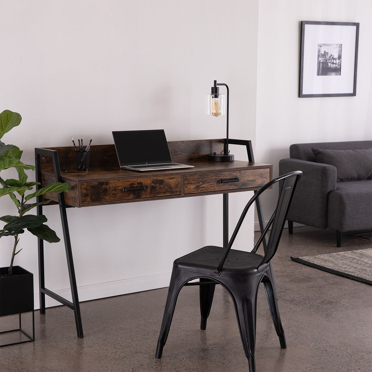 RELAN - Escritorio Industrial USB Top Living Desk-23 con Cajones
