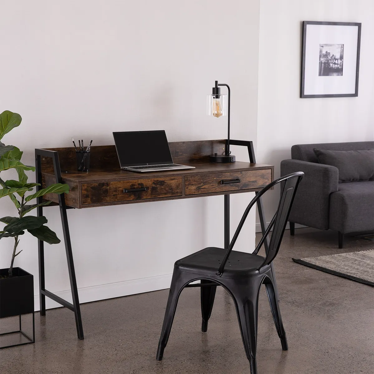 RELAN - Escritorio Industrial USB Top Living Desk-23 con Cajones