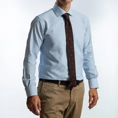VANDINE - Camisa Etiqueta Roja Celeste Texturada Mico Puntos I25-10 - Azul