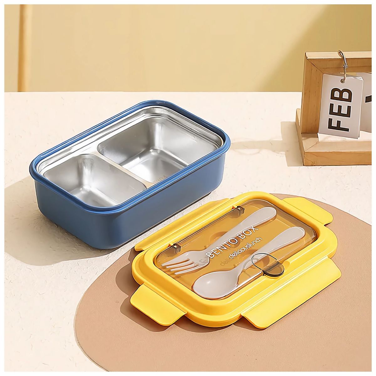 LINE - Fiambrera Contenedor Térmico 828Ml Táper Hermético Cubiertos Yellow