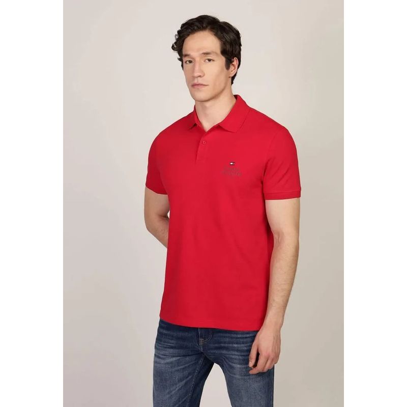 TOMMY HILFIGER - Polo Ic Stack Con Logo Regular Fit Rojo Tommy Hilfiger