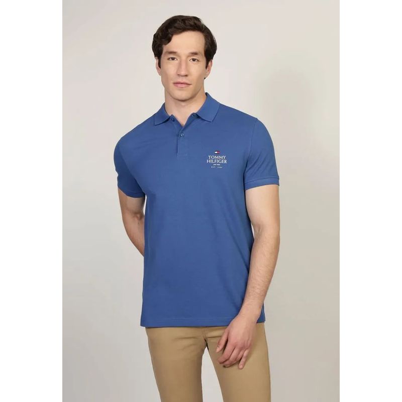TOMMY HILFIGER - Polo Ic Stack Con Logo Regular Fit Azul Tommy Hilfiger