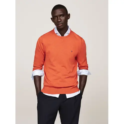 TOMMY HILFIGER - Sweater Básico Signature C-Neck Naranjo
