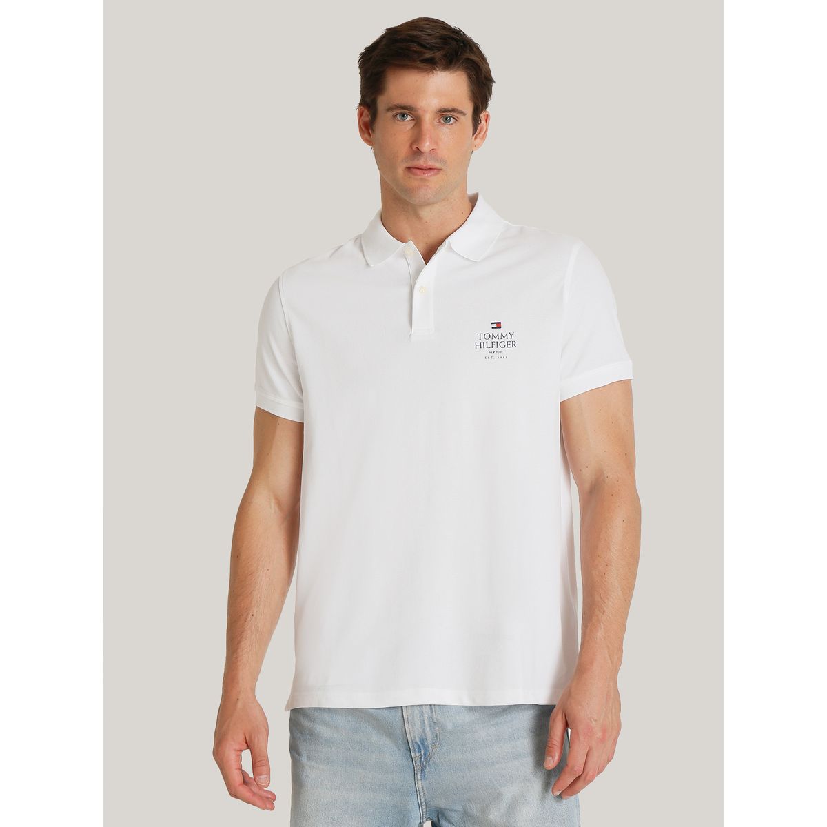 TOMMY HILFIGER - Polo Ic Stack Con Logo Regular Fit Blanco Tommy Hilfiger