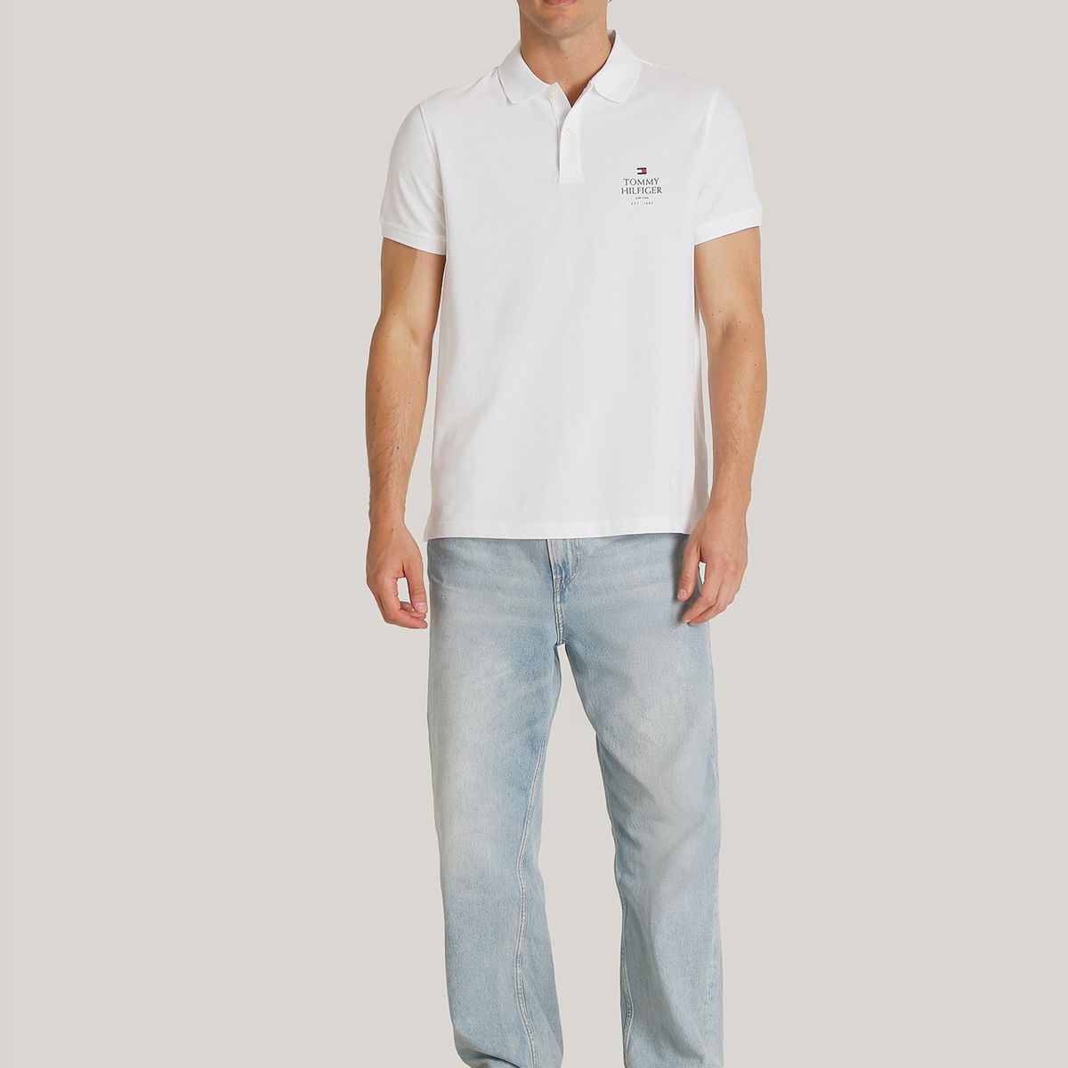 TOMMY HILFIGER - Polo Ic Stack Con Logo Regular Fit Blanco Tommy Hilfiger